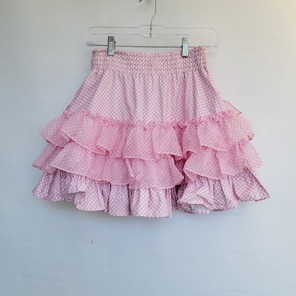 Selkie Ice Cream Gingham Belle Skirt Size Small Pink White Checkered Ruffled - Picture 16 of 16
